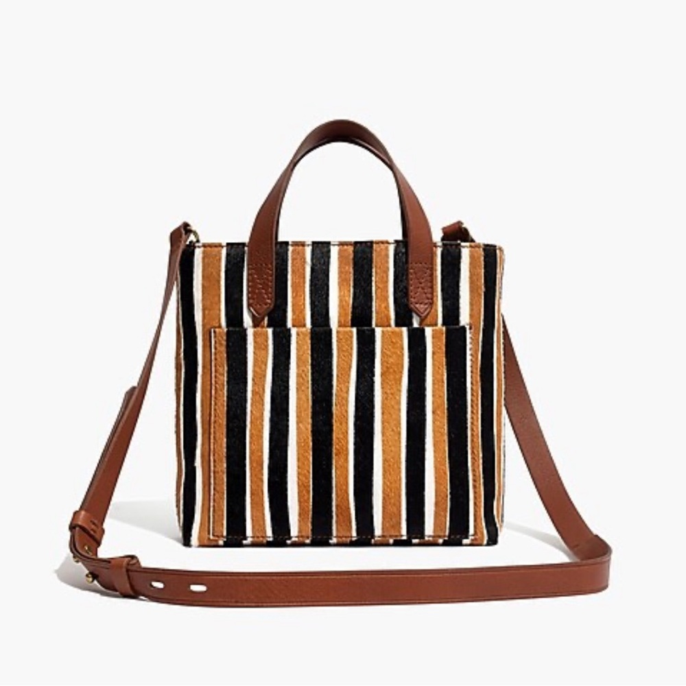 Madewell women’s the small transport crossbody bag striped calf hair brown/black